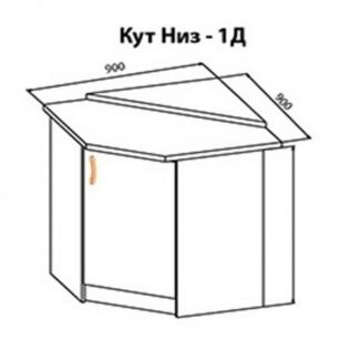 Кухня Гамма лак угол низ 1дв 90х90 Мебель Сервис