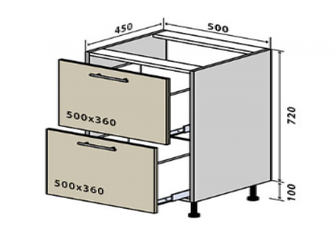 Соло Нижняя секция (1+1) ящики 50Ш (36)