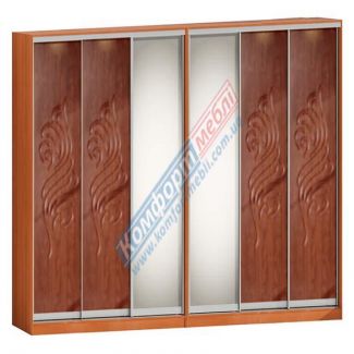 Шкаф-купе Ракушка с зеркалом 460см. Ф-5649/Ф-5650 6Д без ящ.