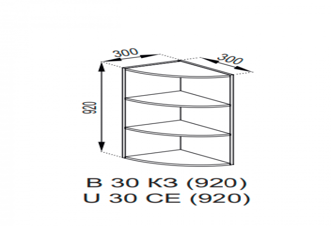 Кухня Адель верхня секція кут В 30КЗ (h-920)
