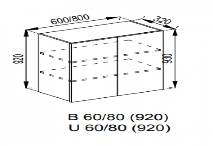 Кухня Софи верхняя секция В 60(h-920)