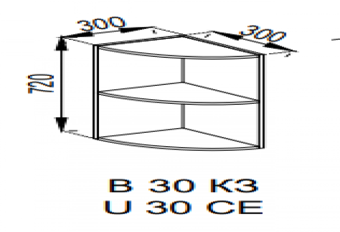 Кухня Марго верхнє кутове закінчення В 30КЗ