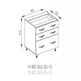 Кухня Прованс нижняя секция Н 80Ш 3Ш (2+1)