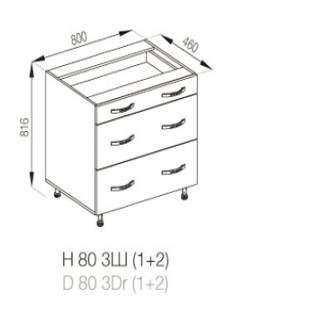 Кухня Прованс нижняя секция Н 80Ш 3Ш (1+2)